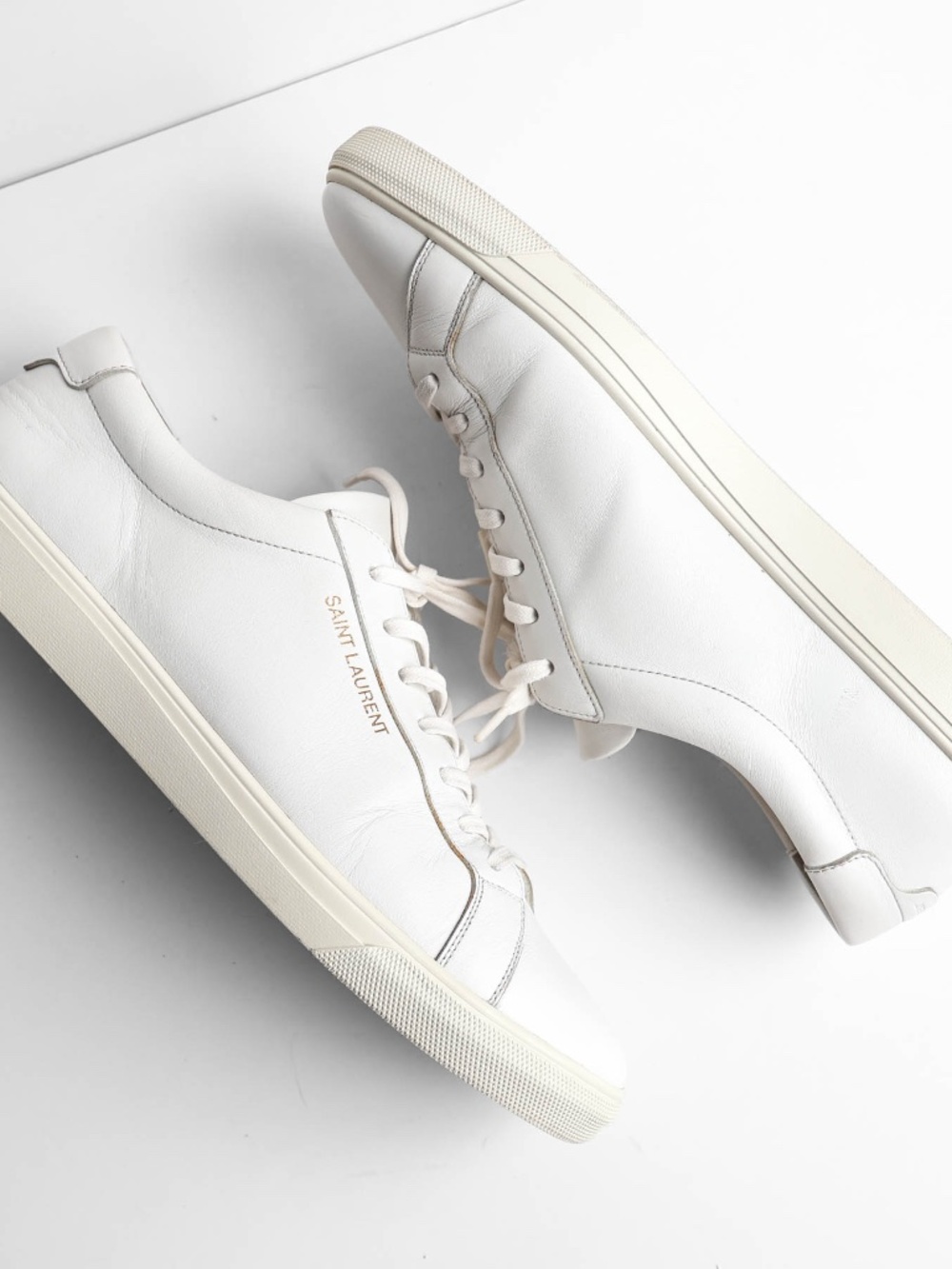 Awesome Saint Laurent Andy White Leather Sneaker Shoes Made In Italy